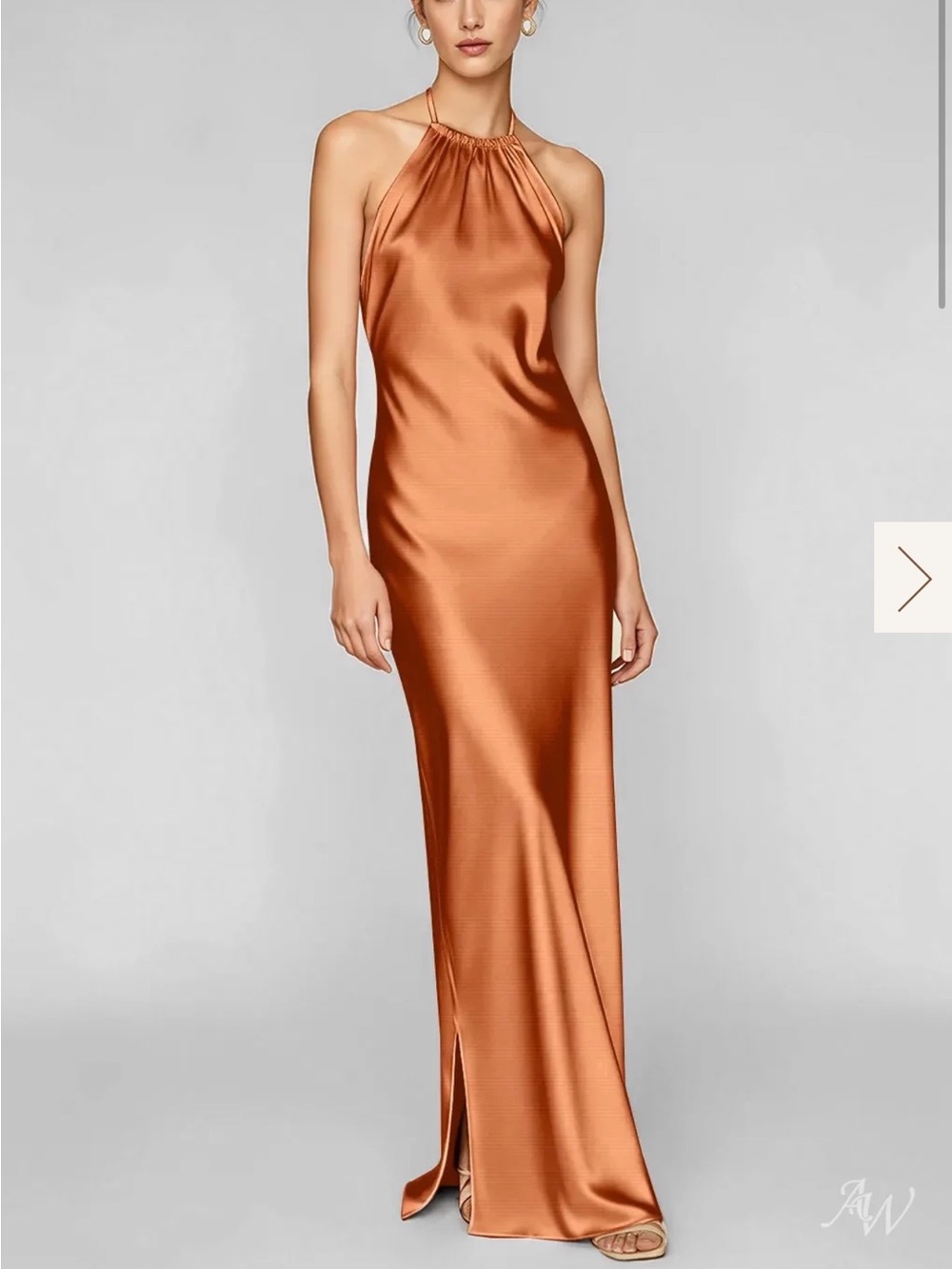 Copper Satin Halter Gown